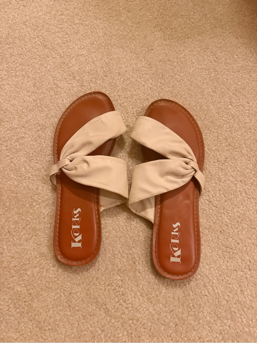 Kork-Ease Women's Knotted Cream Slide Sandals